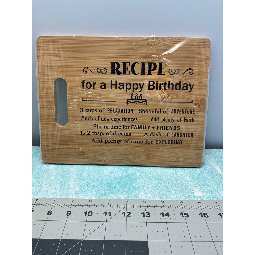 Birthday Recipe Bamboo Cutting‎ Board Fun Decor Kitchen New Sealed Gift Idea